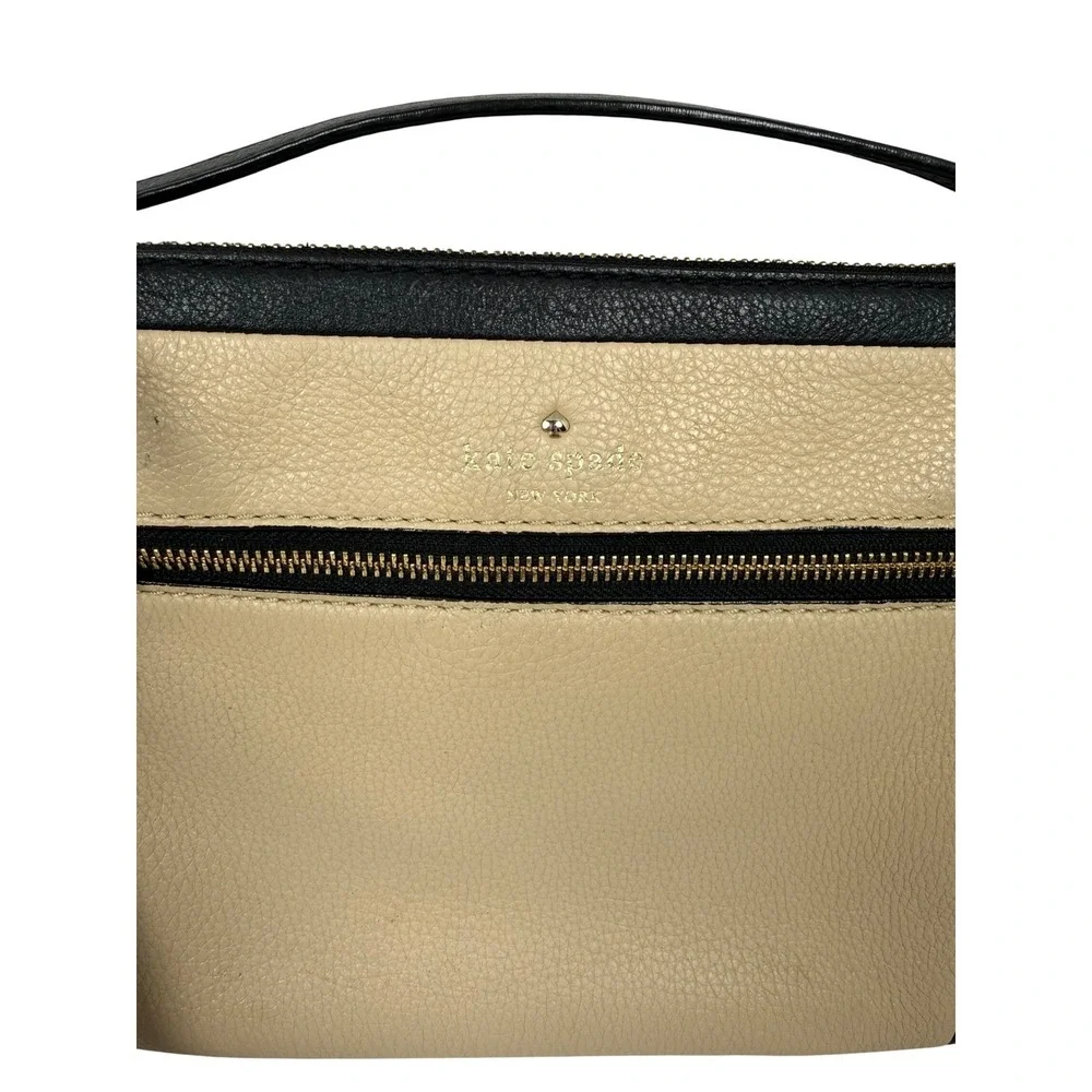 Kate Spade New York Colorblock Crossbody, Taupe and Black, 100% Cow Leather